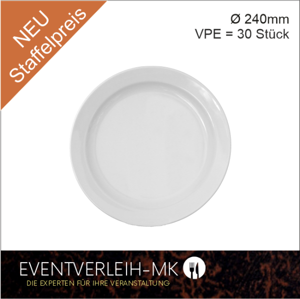 Menüteller, flach dm 24cm - (Weiss ohne Muster)*